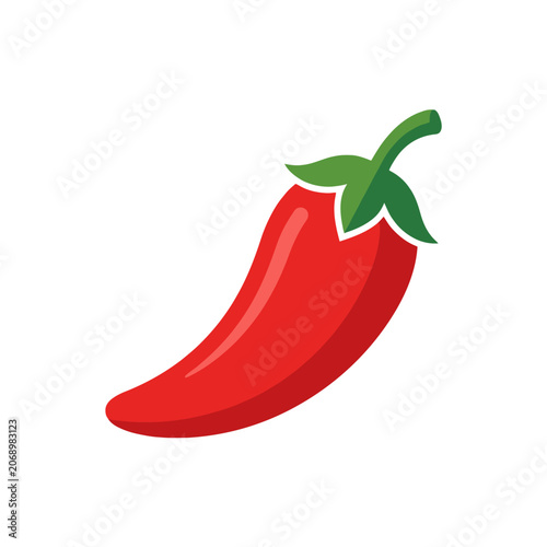 A vibrant red chili pepper icon isolated on white background