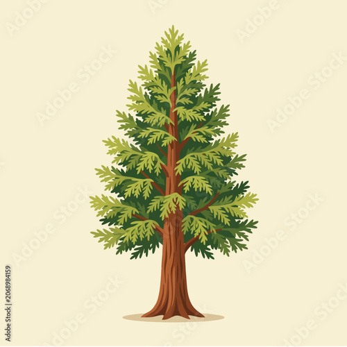 A stylized tree stands gracefully against a warm beige backdrop