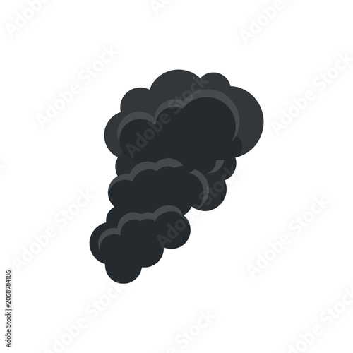 A dark smoke plume curls upward in a quiet, eerie scene