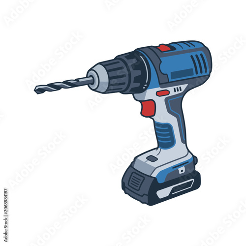 A compact cordless drill rests ready for work on a shelf