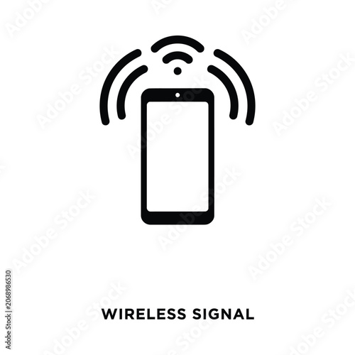 Fotografia Wireless Signal Icon Black Silhouette On White Background communication connecti