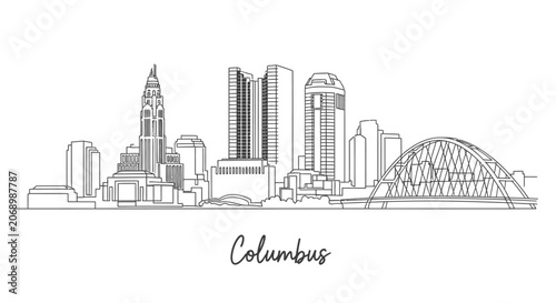 Columbus Ohio Skyline Outline Illustration