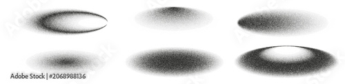 Noise spray ellipse shadow gradients. Set of oval grain effect. Dot dissolve texture. Gray stipple vector pattern