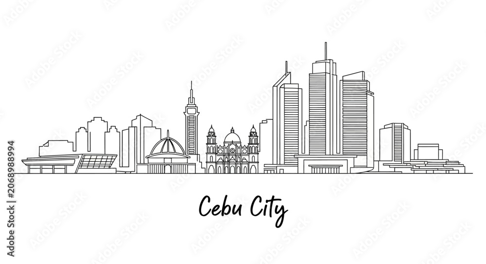 Obraz premium Cebu City Skyline: Architectural Line Art Illustration
