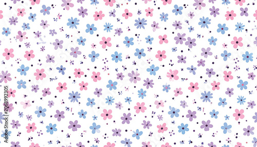 Colorful Small Snowflakes on White.