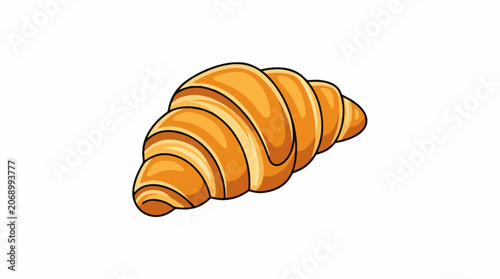 Cartoon illustration of a golden croissant on white background