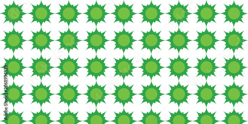 Seamless Green Starburst Pattern Tile Vector Background.