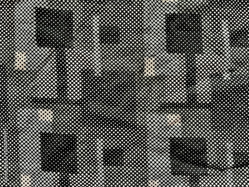 Abstract Halftone Pattern with Black and White Geometric Shapes