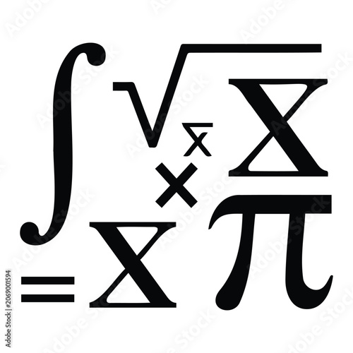Canvas-taulu Complex mathematical formulas and calculus equations illustration in black minimalist vector