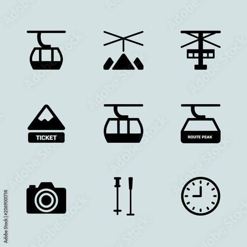 Ski Lift Icons and Symbols.