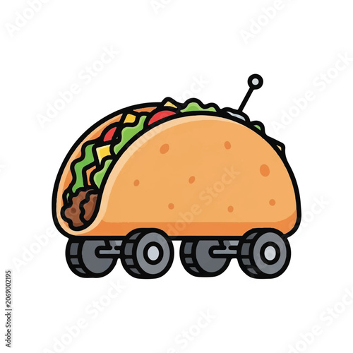 Taco train with wheels cartoon.