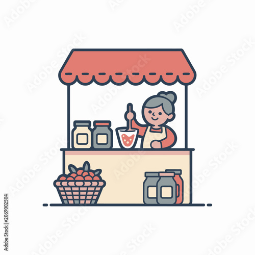 Woman selling fresh juice outdoors.