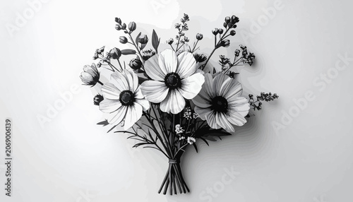 Tableau sur toile Bouquet of white daisies and flowers.