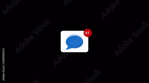 Animation of TEXT message app icon representing messages with a loop animation on alpha channel. Message Icon Animation Featuring SMS, and messages with transparent background in 4K animation video.