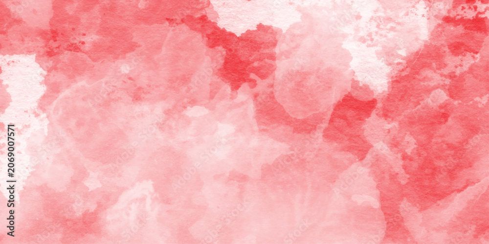 Fototapeta premium Abstract red watercolor splash background on textured white paper, for website banner design, christmas or valentine concept, spreading crimson red watercolor, elegant on red watercolor background.