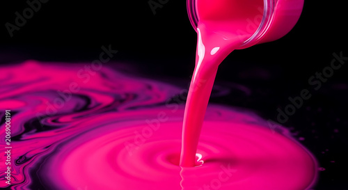 Vibrant pink liquid pouring, abstract art design element, creative background