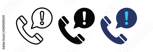 Cuadro en lienzo Telephone alert icon set representing urgent communication and emergency calls i