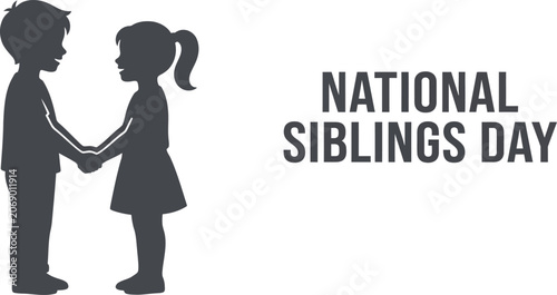 National siblings day brother and sister holding hands celebration graphic