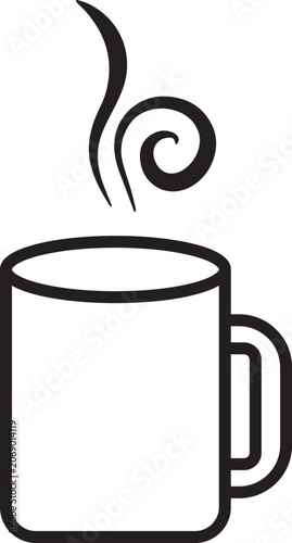 Coffee mug icon, isolated vector illustration of hot beverage cup, Tea and coffee cup icon, flat vector logo for cafe or kitchen, Minimalist coffee mug line icon, cafe and breakfast vector symbol