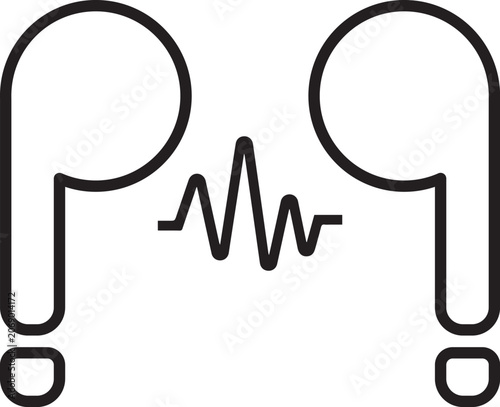 Earbuds Icon, Wireless earbuds icon vector illustration, wireless earphones linear icon, Minimalist earbuds icon style