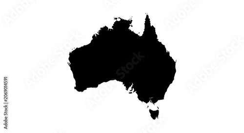 Fotografía Australia continent shape black silhouette against a white background silhouette