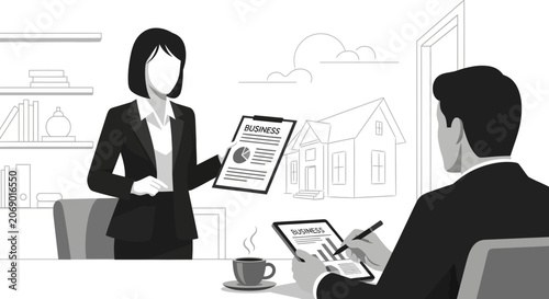 Businesswoman presenting to a colleague.