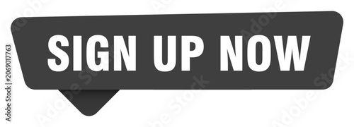 Foto sign up now black sign isolated on transpatent background