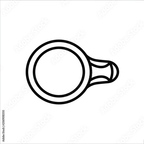 Minimalist coffee mug vector icon line art with black and white, beverage