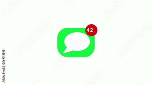 Animation of TEXT message app icon representing messages with a loop animation on alpha channel. Message Icon Animation Featuring SMS, and messages with transparent background in 4K animation video.