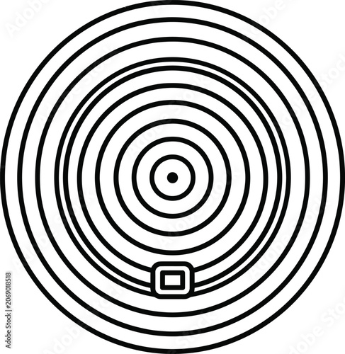 Concentric circle target vector icon line art with black and white, concentric