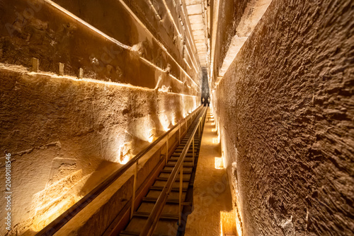 Interior walkway of Grand Gallery inside Great Pyramid