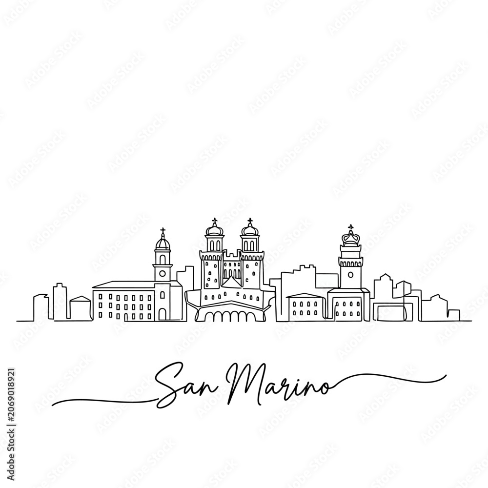 Obraz premium San Marino Skyline - Minimalist Line Art Illustration