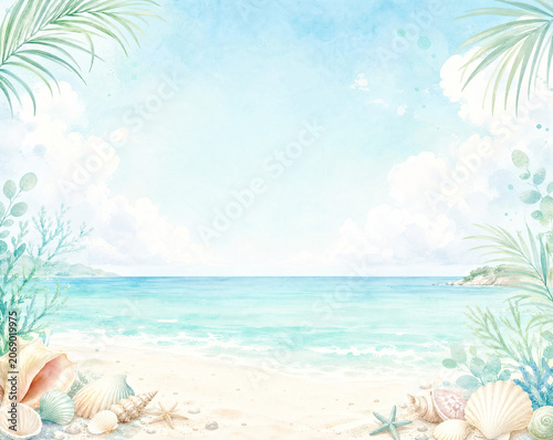 흐릿한 수평선의 몽환적인 여름 바다 배경 / Dreamy Summer Sea Background with Soft Horizon
