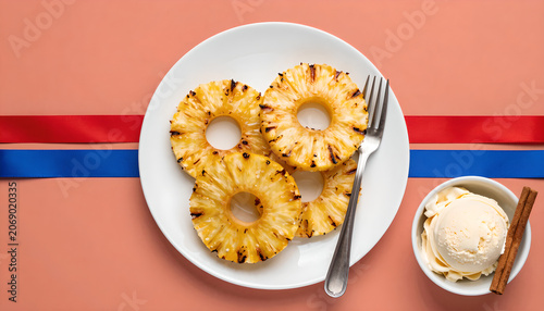Grilled Pineapple Rings with Ice Cream: Independent Day Dessert