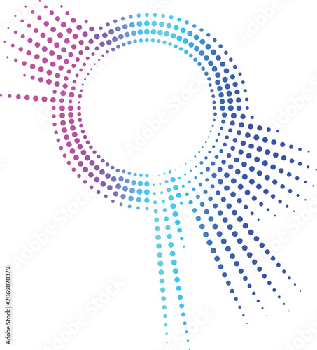 Abstract halftone dots background with circular equalizer vector pattern and geometric design texture wallpaper