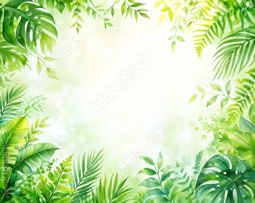 초록 잎사귀가 감싸는 싱그러운 여름 배경 / Fresh Summer Background Framed by Green Leaves
