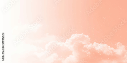Obraz na plátne Soft, peach-tinted clouds drift across a serene sky, evoking a sense of calm and peacefulness