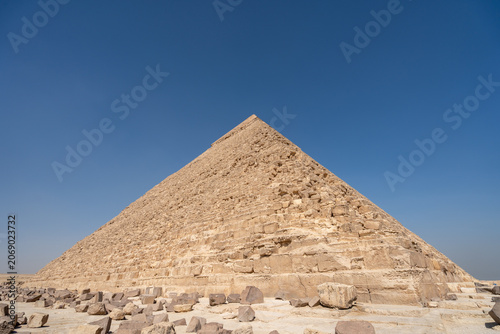 Pyramid of Khafre with Ground Rubble in Giza Egypt