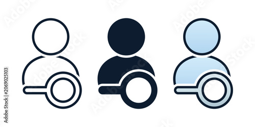 Person Investigation Icon with User Profile and Magnifying Glass Symbol. Information Search. vector Illustration