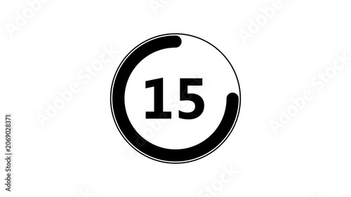 Circle countdown timer one minute animation from 20 to 0 second animation with alpha channel, 20 second countdown timer, Countdown video on white background.