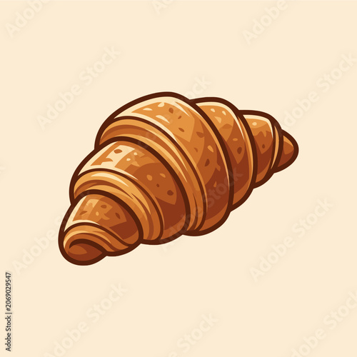 Obraz na płótnie A golden brown buttery croissant illustration