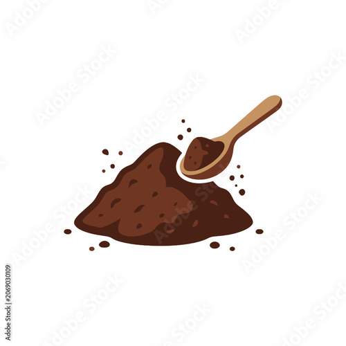Rich Coffee Grounds with a Spoon for Brewing or Spice Use