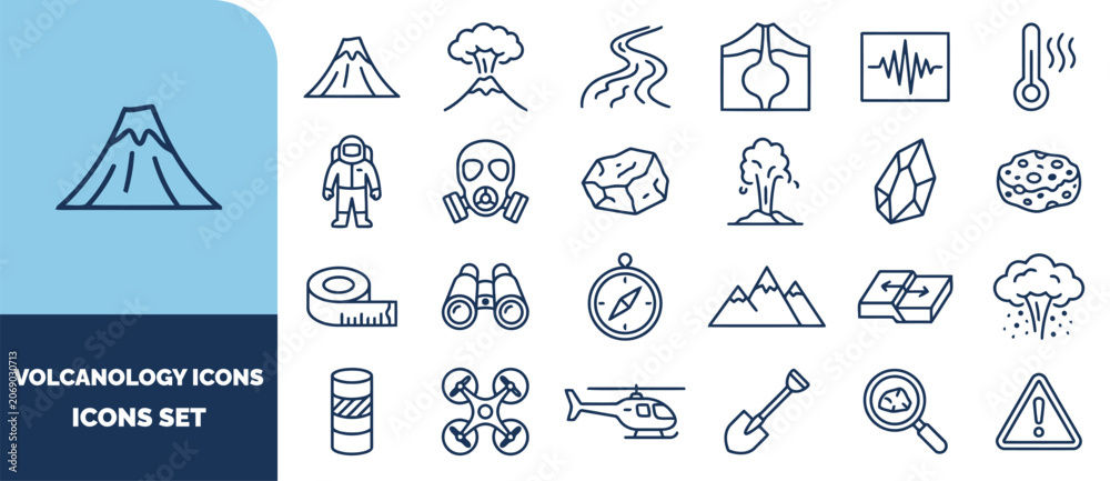 Fototapeta premium And filmmaking set, outline symbols for camera, reel, clapperboard, tripod, lens, and drone equipment
