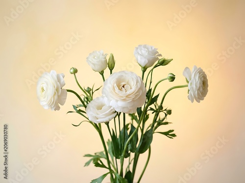 Delicate white and blue flowers in soft light.
