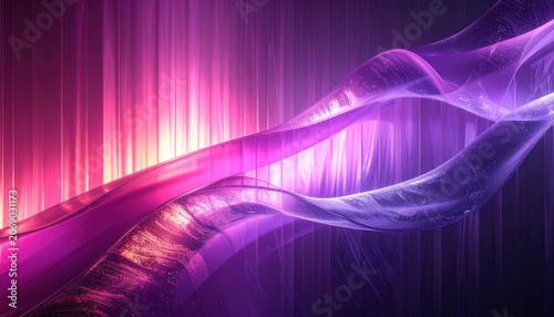 Abstract flowing ribbons of light in shades of pink and purple.