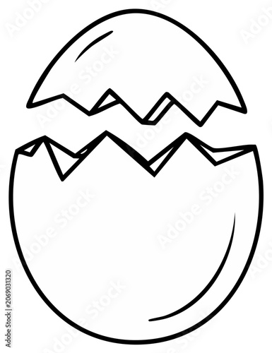 Cracked eggshell illustration, hatching concept, Easter symbol