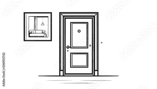 Canvastavla Door with small window panel.