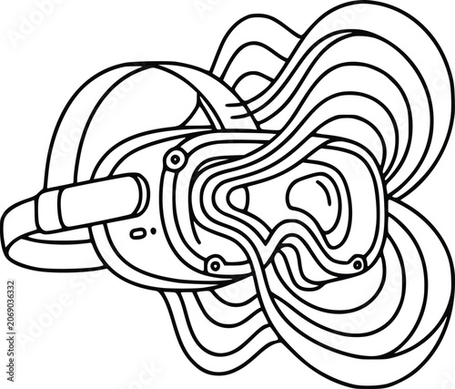 VR Headset Abstract Wave Line Art