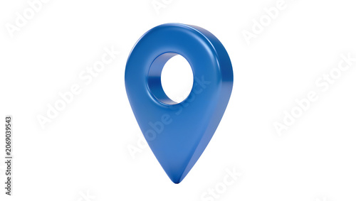 Tableau sur toile Shiny blue 3D map pin location marker, isolated on transparent background