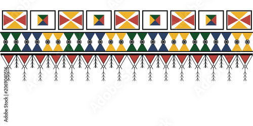Foto Colorful Traditional Asiri Decorative Border Featuring Geometric Shapes and Trib
